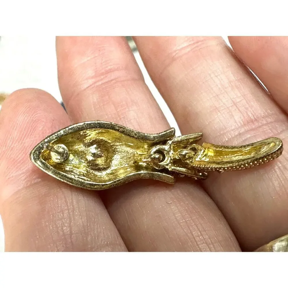 80s Egyptian Revival Vintage Snake Head Dangly Articulated earrings Post Style